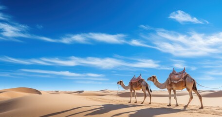 Traditional camel caravans traverse the vast deserts