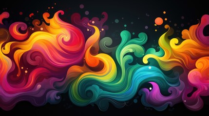 Neon Light Design Illuminating a Black Background. Glowing Elegance in motion. wallpaper