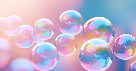 soap bubbles floating in the air