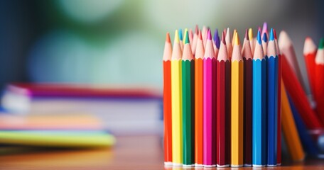 Fototapeta premium School supplies, from pencils to notebooks, highlighting the tools of education