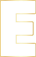 Golden outline alphabet letter E