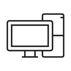 Computer technology icon symbol vector image. Illustration of the dekstop monitor display design image