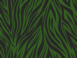 Fototapeta na wymiar Juicy tropical seamless pattern. Exotic vector print. Green and black foliage. Luxurious botanical background. Abstract animalistic print. Modern design of fabric, packaging, spa, beauty.