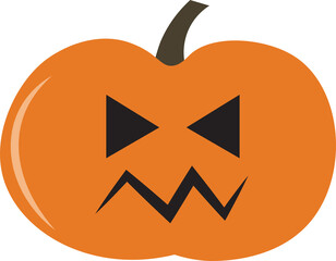 Digital png illustration of carved pumpkin on transparent background