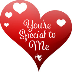Digital png illustration of hearts with you're special to me text on transparent background