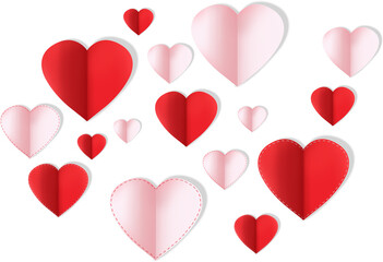 Digital png illustration of pink and red hearts on transparent background