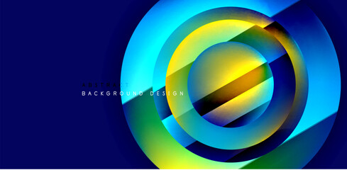 Circles with glossy surface and light and shadow effects abstract background. Template for covers, templates, flyers, placards, brochures, banners