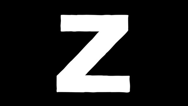 Z letter big forming cartoon animation. Compatibile part of alphabet serie. Hand drawn bold educational style for children. Good for education movies, presentation, learning alphabet, etc...