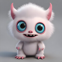 Fototapeta premium cute little monster smooth skin soft fur bright eyes