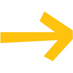 Digital png illustration of yellow arrow pointing right on transparent background