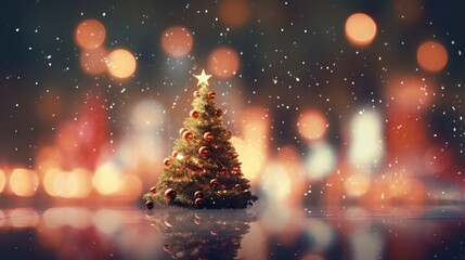  a small christmas tree with a star on top of it.  generative ai