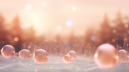 a group of bubbles floating in the air near a forest.  generative ai
