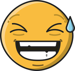 Digital png illustration of yellow smiling emoji on transparent background
