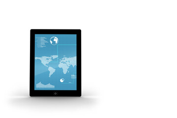 Digital png illustration of tablet with digital interface with copy space on transparent background