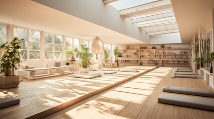 Yoga Studio with Natural Sunlight: Serene Space for Mind and Body