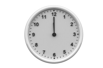 Digital png illustration of white clock pointing twelve on transparent background