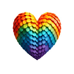 LGBTQ Abstract 3D Heart Isolated on Transparent Background