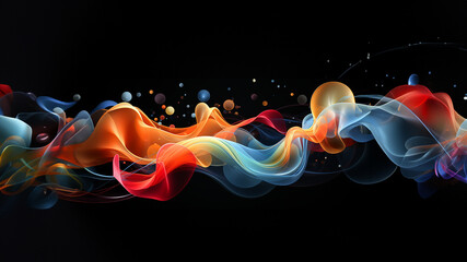 Leuchtfarbenes Hintergrundmotiv in einzigartigen Design mit vielen bunten Farben als Explosion im Querformat für Banner, ai generativ - obrazy, fototapety, plakaty