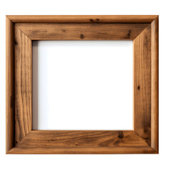 Square Wooden Frame Isolated on Transparent Background