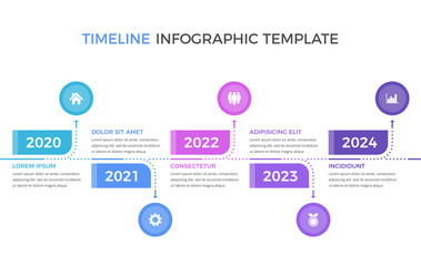 Timeline - infographic template with five elements with place for dates, icons and text, vector eps10 illustration