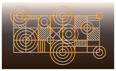 Luxury geometric gold line art and art deco background vector. Abstract geometric frame and elegant art nouveau with delicate. Illustration design for invitation, banner, vip, interior, decoration