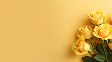 Yellow roses on yellow background
