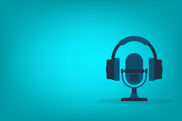 Podcast design using Microphone and Headphone icon