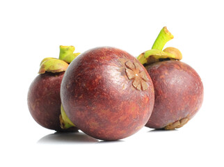 Mangosteen isolated on white background. Clipping path.