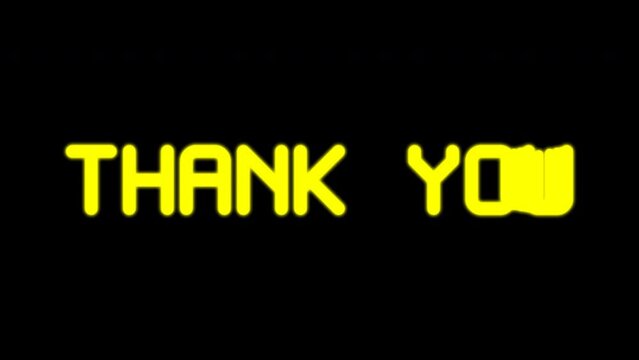 Thank you animation with echo effect using yellow neon color and alpha channel.