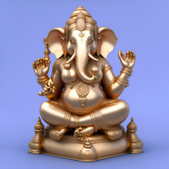 Fototapeta premium realistic style god Ganesha statue golden color realistic 4k rendering