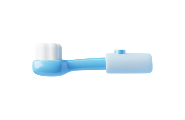 Blue little toothbrush with button 3D style, vector illustration