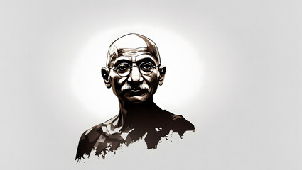 Mahatma Gandhi vector illustration. Gandhi Jayanthi. Image is generated with the use of an Artificial intelligence - Powered by Adobe