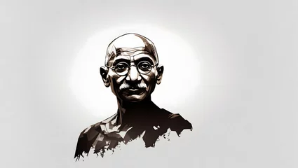 Tuinposter Mahatma Gandhi vector illustration. Gandhi Jayanthi. Image is generated with the use of an Artificial intelligence © Usharani