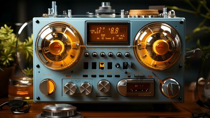 Retro old vintage radio for listening to music - obrazy, fototapety, plakaty
