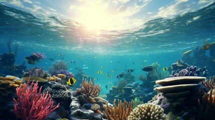 Captivating underwater world, wide angle shot of the magical beauty beneath the sea
