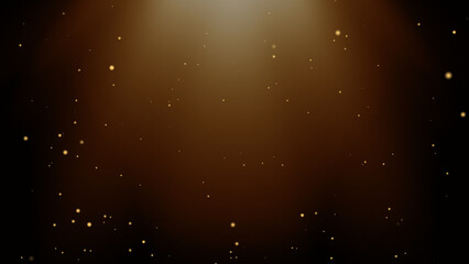 Festive abstract christmas texture, golden bokeh particles and highlights on dark background. High...