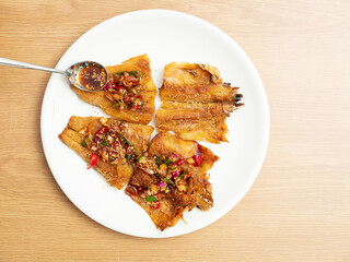 Seasoned grilled pollack on a plate