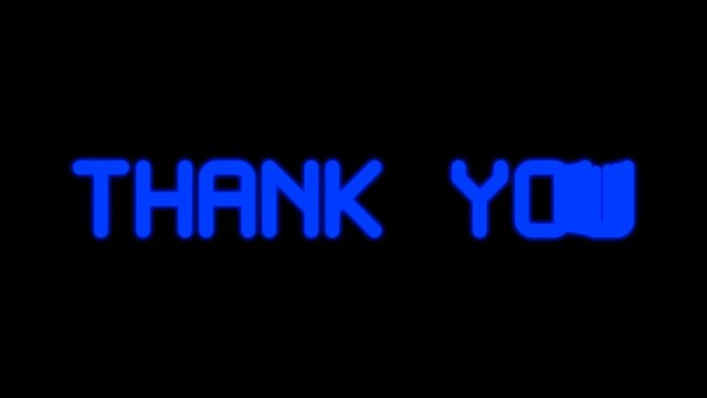 Thank you animation with echo effect using blue neon color and alpha channel.