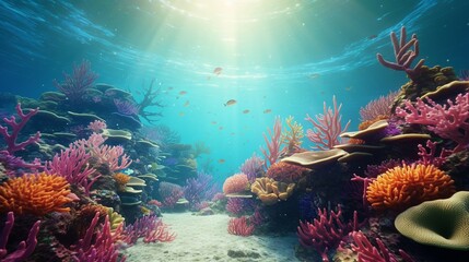 Captivating underwater world, wide angle shot of the magical beauty beneath the sea

