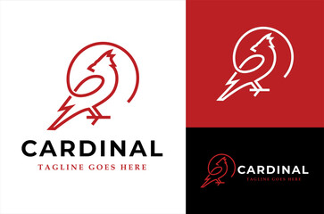 Cardinal Bird Illustration Modern Bird Logo Design Template Vector Symbol