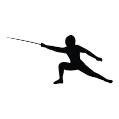 silhouette of the movement of a fencing player