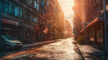 Charming European cityscape: Exploring the historic alleys and architecture of an enchanting Italian tow, generative AI - obrazy, fototapety, plakaty