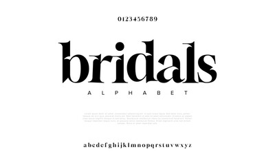 Bridals premium luxury elegant alphabet letters and numbers. Elegant wedding typography classic serif font decorative vintage retro. Creative vector illustration