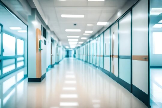Blur image background of corridor in hospital.