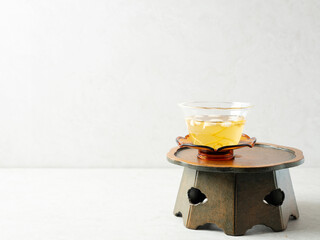 Warm ginseng tea on a traditional table