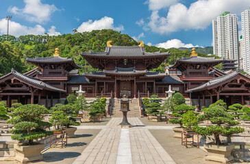 Fototapeta na wymiar Chinese Temple - Chi Lin Nunnery in Hong Kong city