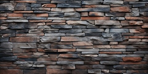 Fototapeta premium Weathered stone wall with character. Architectural harmony. Intricate wall design. Sturdy foundations. Close up of stacked blocks