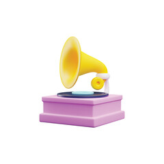 Gramophone or phonograph with record realistic vector illustration isolated.