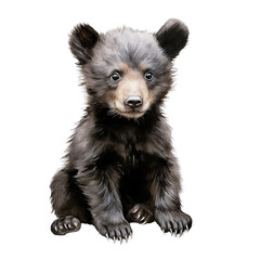Cute baby bear watercolor clipart on transparent background. Generative AI illustration