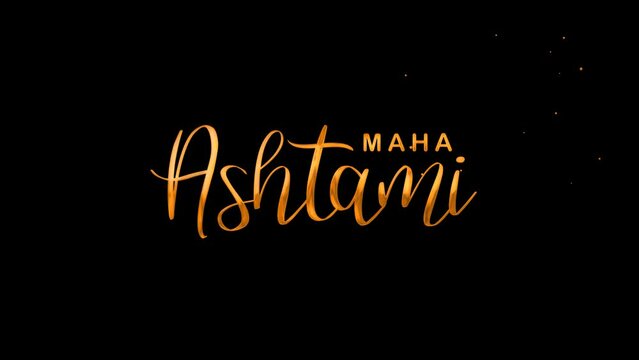 Maha Ashtami Text Animation. Great for Maha Ashtami Celebrations, for banner, social media feed wallpaper stories